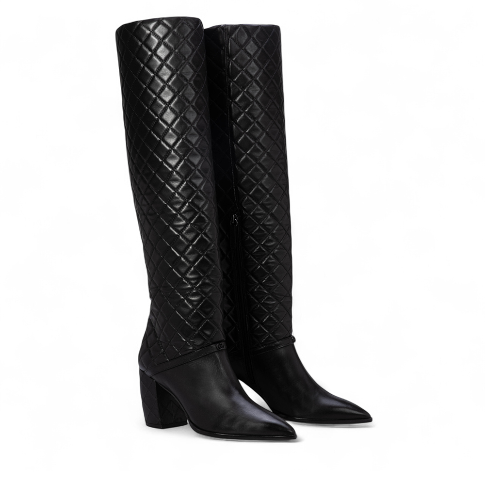BOTA CANO LONGO PRETA DE COURO MATELASS&Ecirc; image number 4