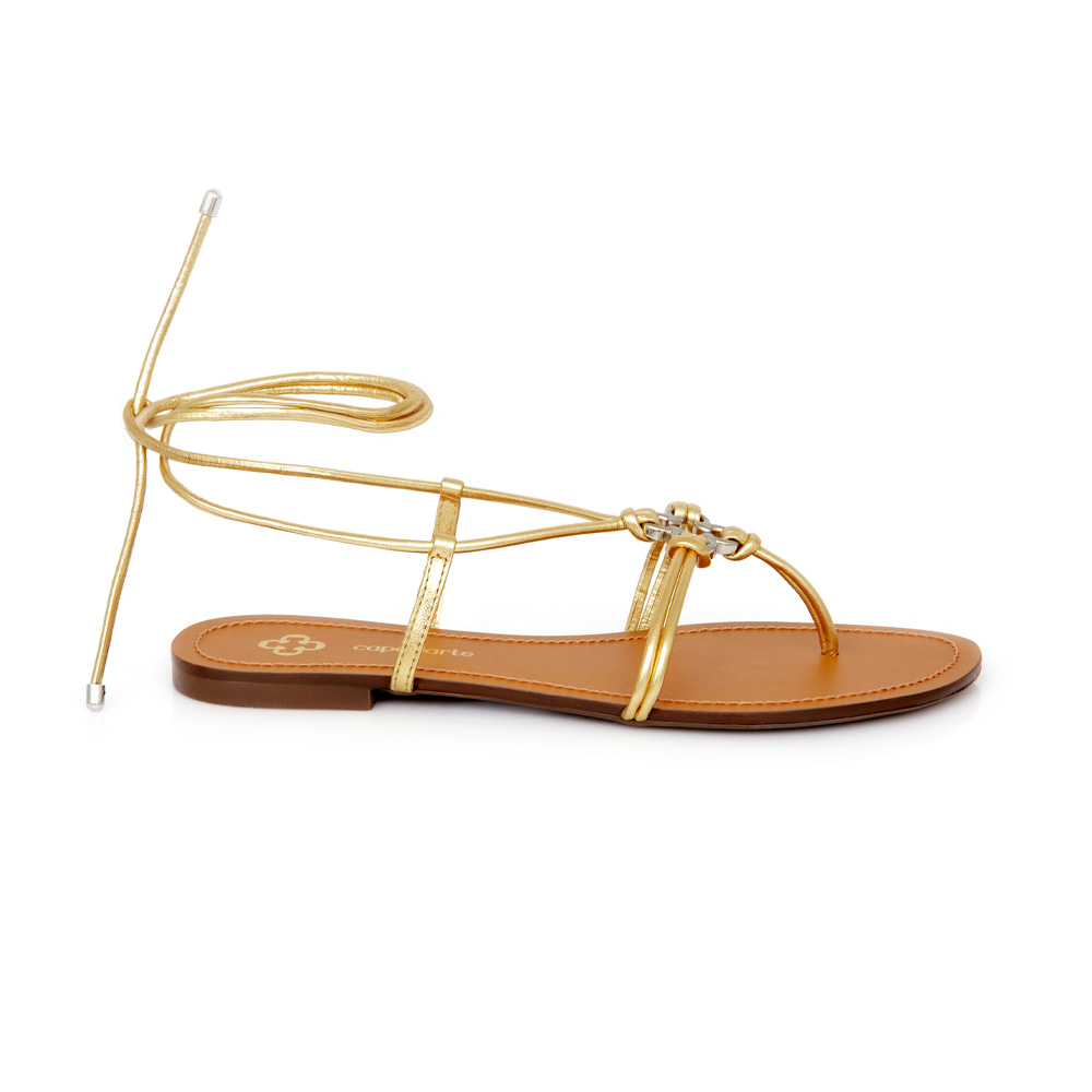 SAND&Aacute;LIA RASTEIRA DOURADA METALIZADA AMARRA&Ccedil;&Atilde;O image number 0