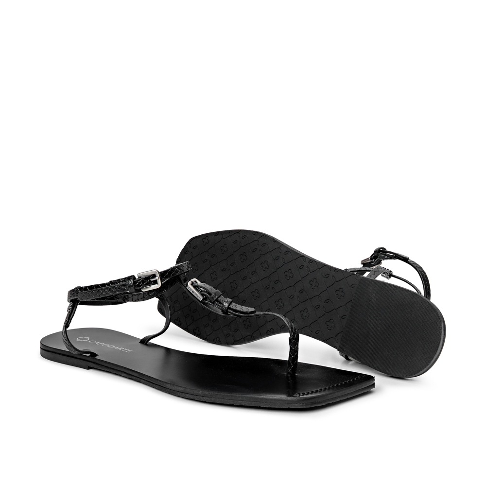 SAND&Aacute;LIA RASTEIRA BICO QUADRADO PRETA DE COURO image number 3