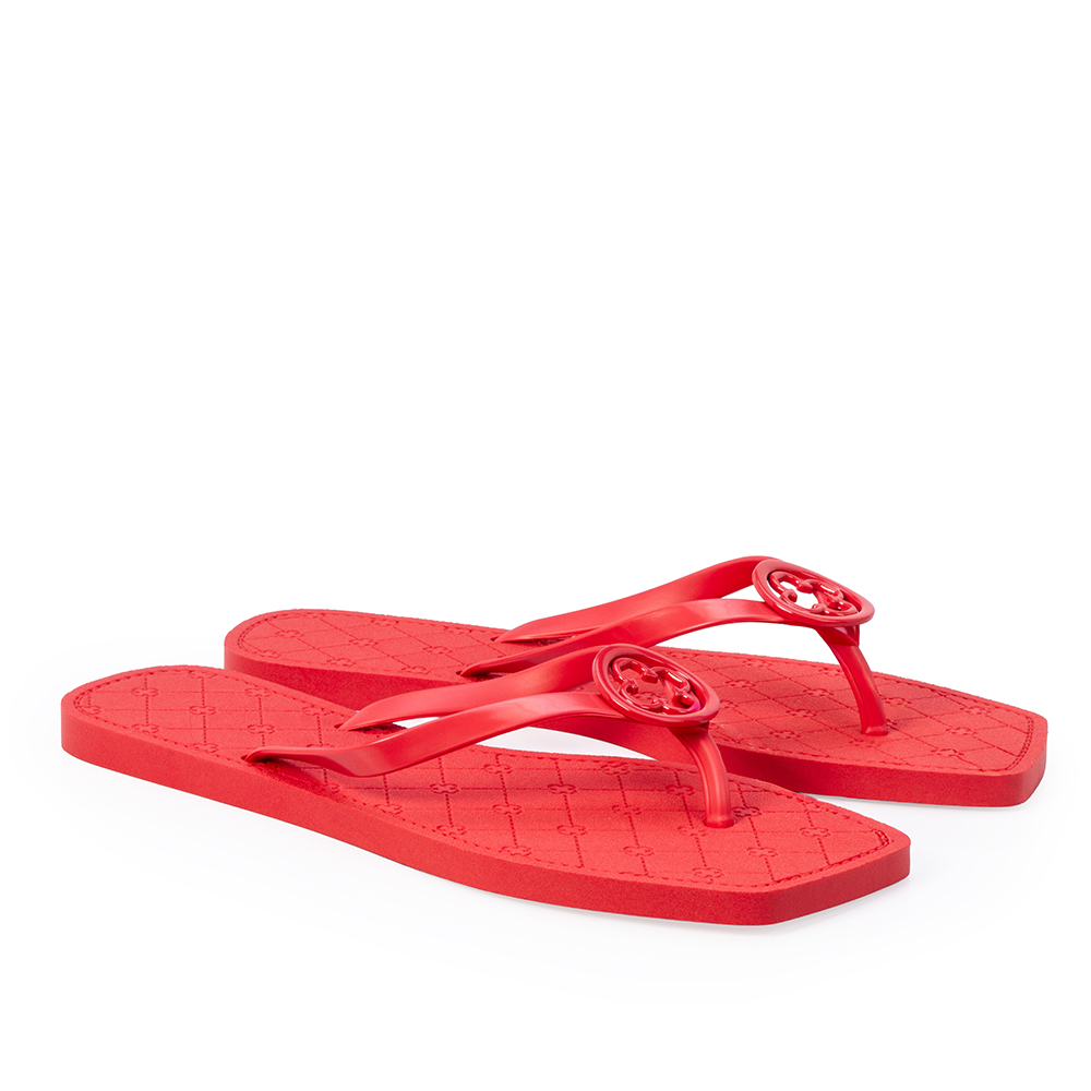 CHINELO DE DEDO VERMELHO HIBISCO BICO QUADRADO image number 1