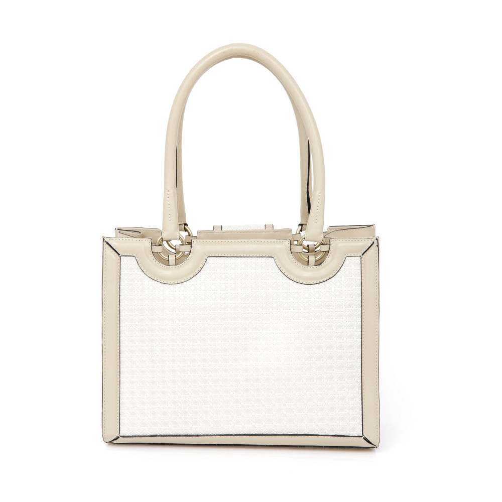 BOLSA SHOPPER COURO BEGE CROCHET image number 2