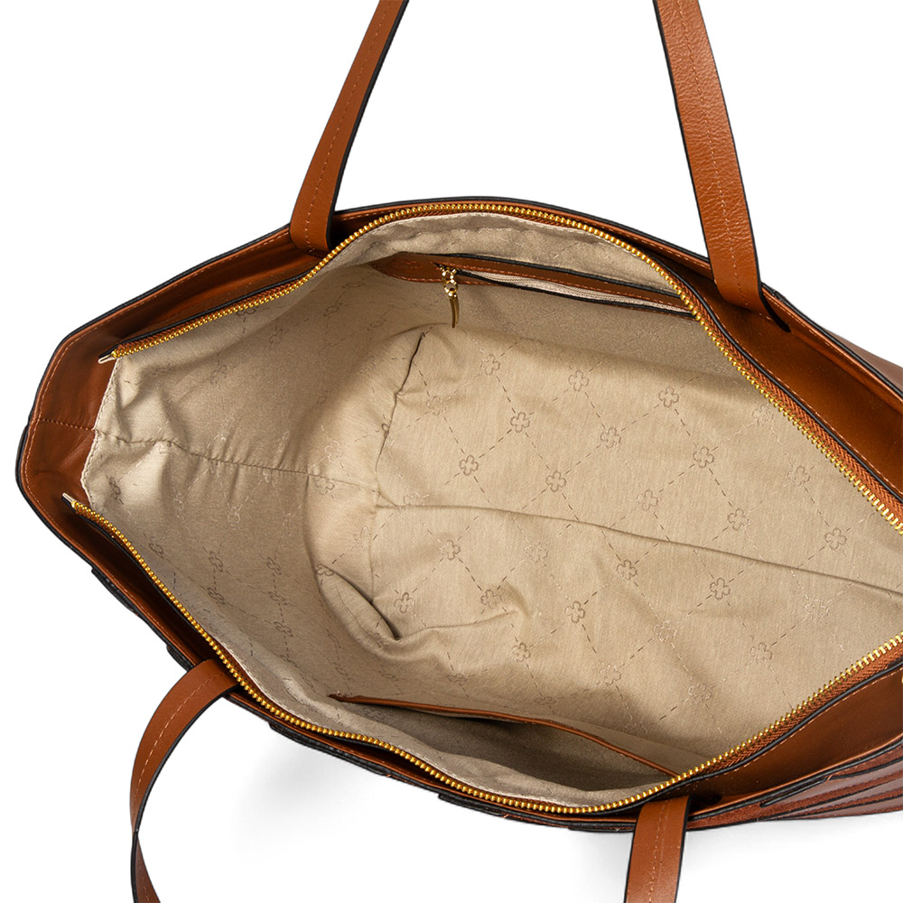 BOLSA GRANDE CARAMELO DE COURO SUEDE SHOPPER image number 4
