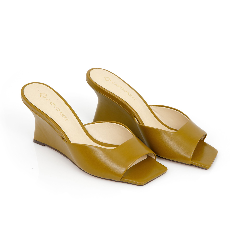 MULE SALTO ANABELA AMARELO CITRINO DE COURO image number 1