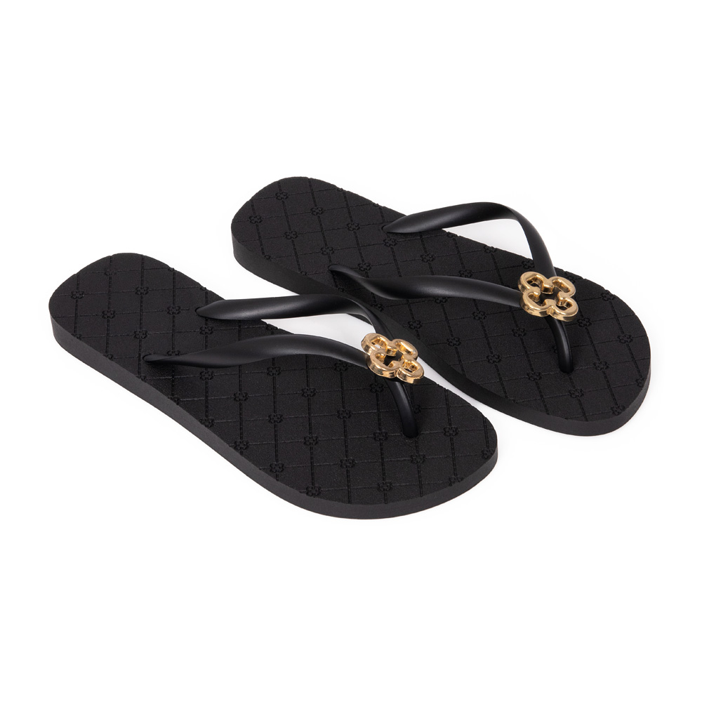 CHINELO DE DEDO MONOGRAMA PRETO LOGO DOURADO image number 1