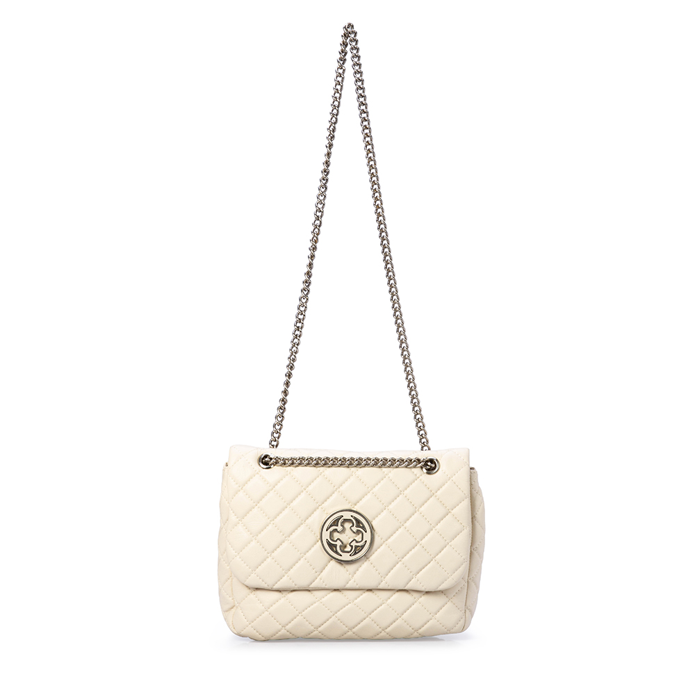 BOLSA BEGE VANILLA DE COURO MATELASS&Ecirc; SHOULDER BAG image number 3