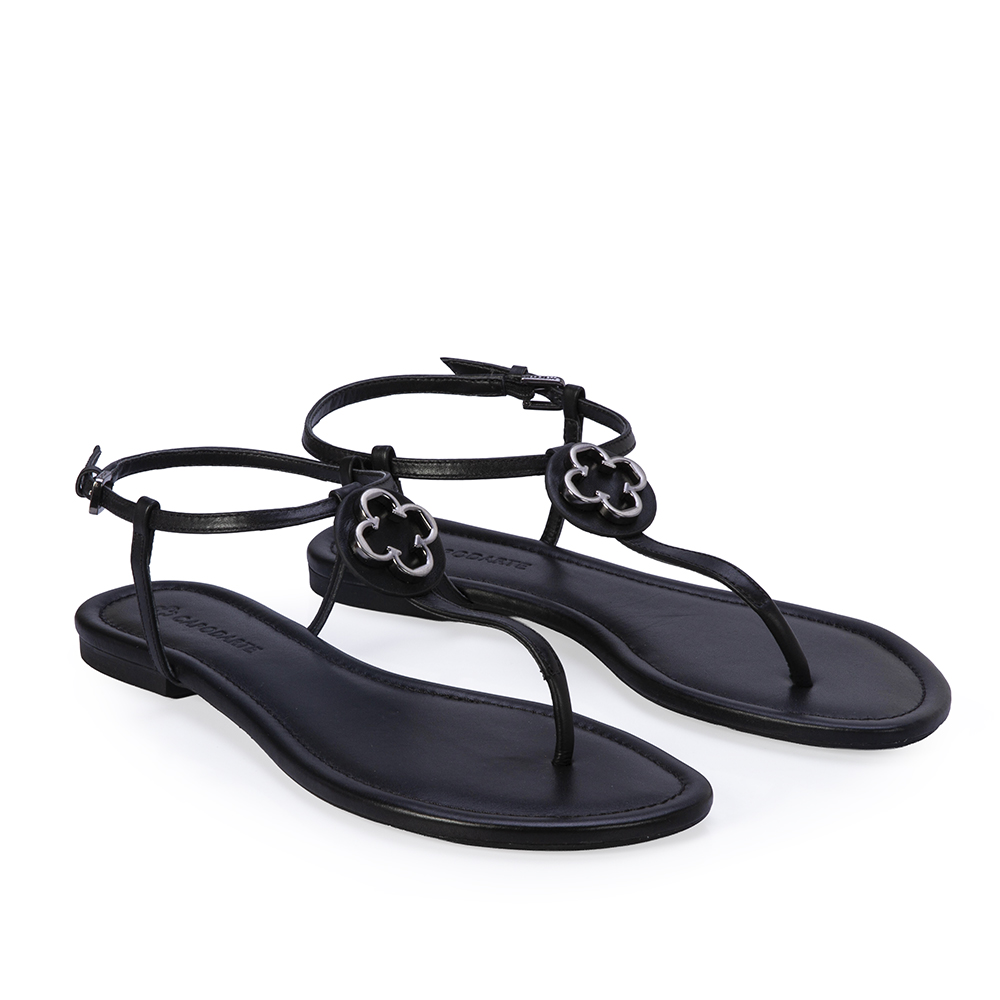 SAND&Aacute;LIA RASTEIRA PRETA DE COURO image number 1