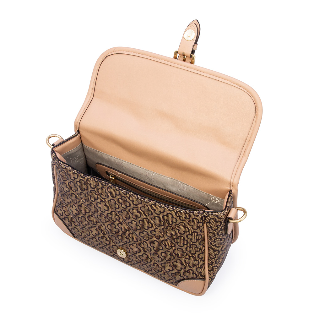 BOLSA AL&Ccedil;A GORGUR&Atilde;O BEGE MONOGRAMA VIRA BAGUETE image number 4