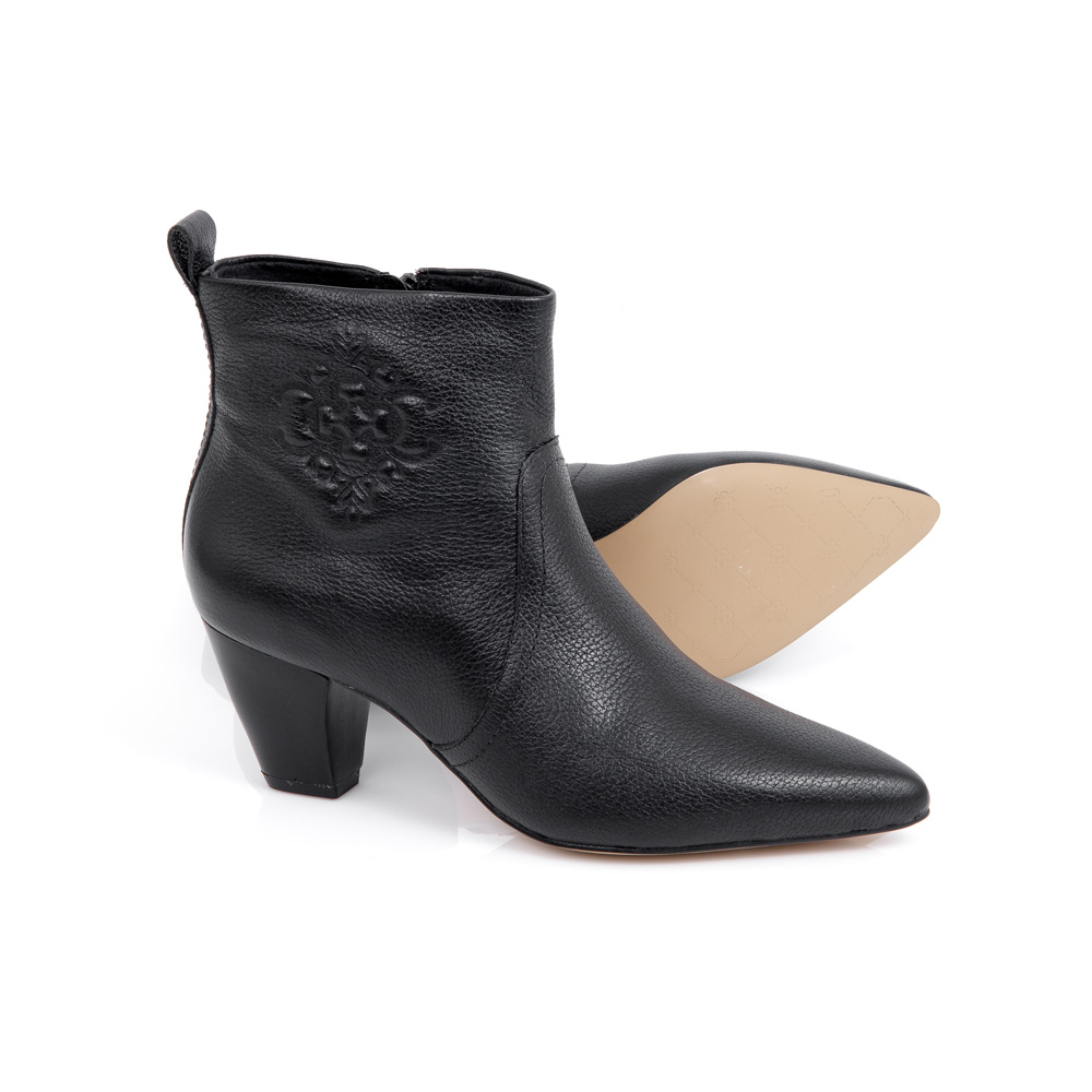 BOTA CANO CURTO PRETA DE COURO image number 3