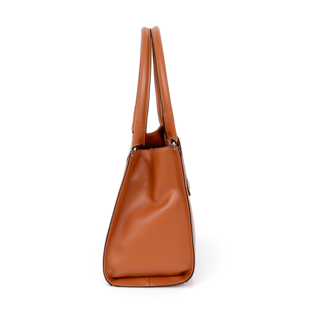 BOLSA SHOPPER COURO CARAMELO CROCHET image number 1