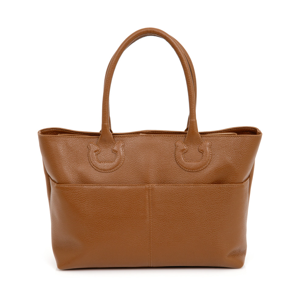 BOLSA M&Eacute;DIA SHOPPER DE COURO MARROM MOGNO image number 2