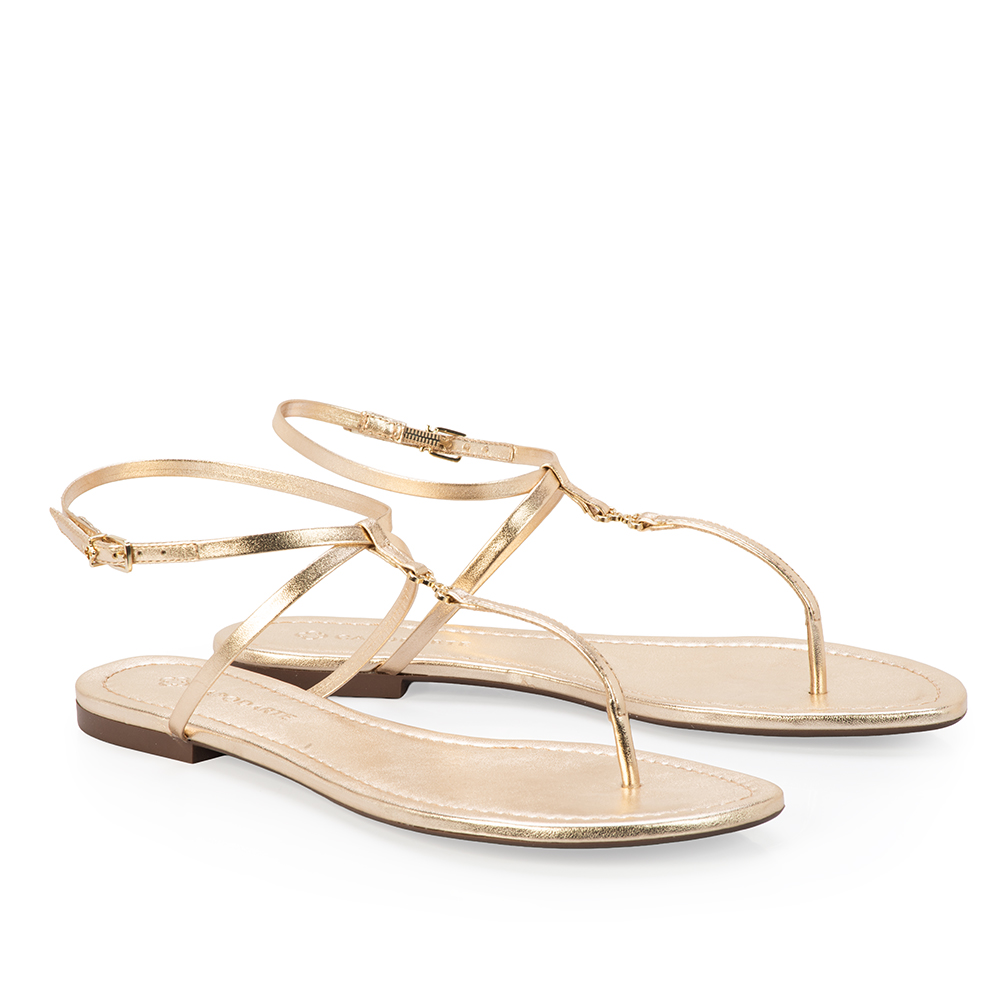 SAND&Aacute;LIA RASTEIRA DOURADA METALIZADA DE COURO image number 1