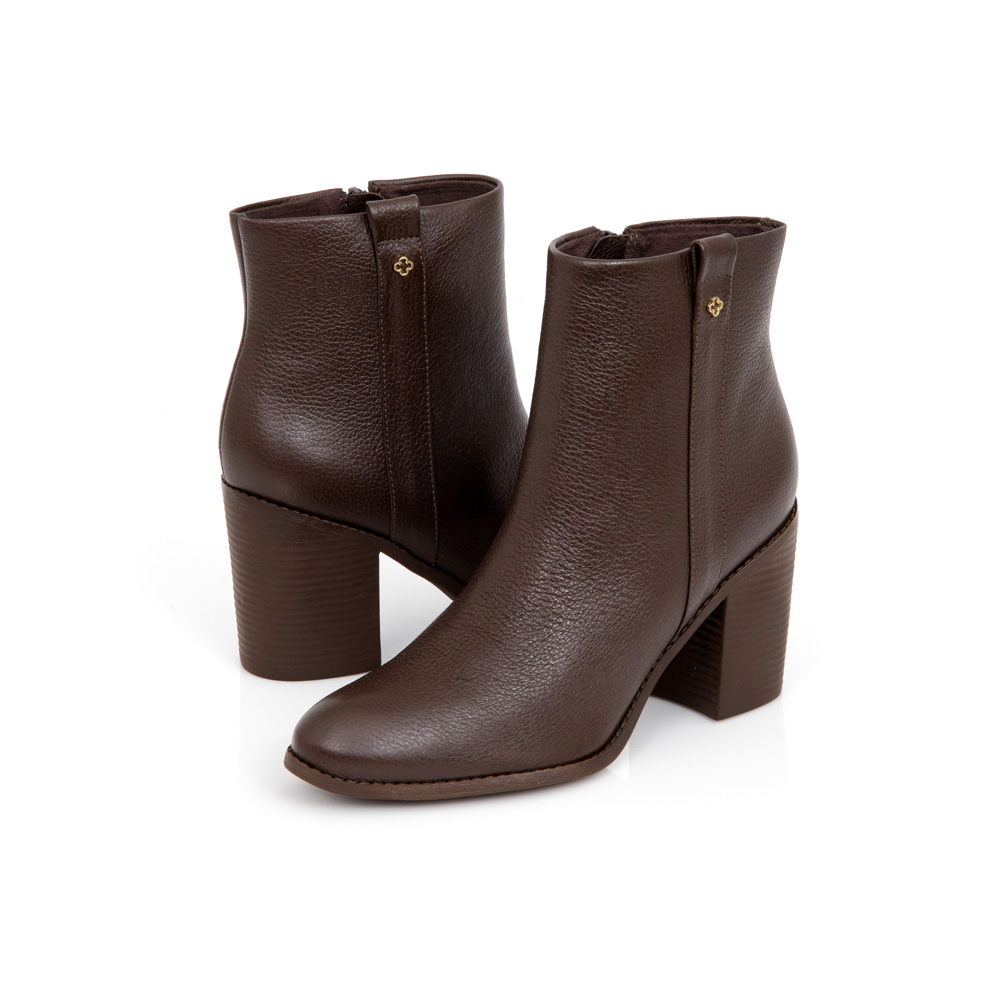 BOTA SALTO BLOCO MARROM DE COURO image number 4