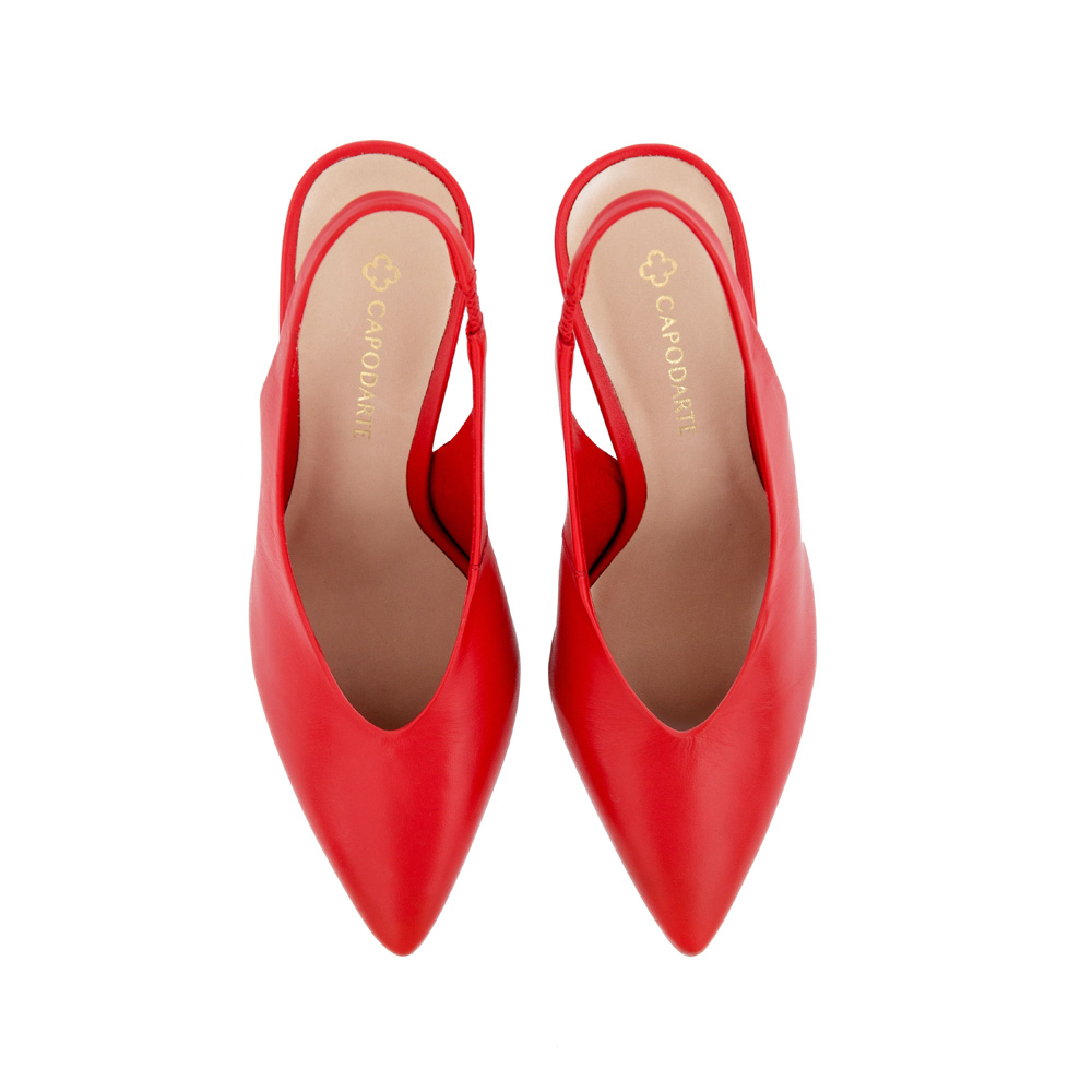 SCARPIN SLINGBACK SALTO ALTO DE COURO VERMELHO RUBI image number 4