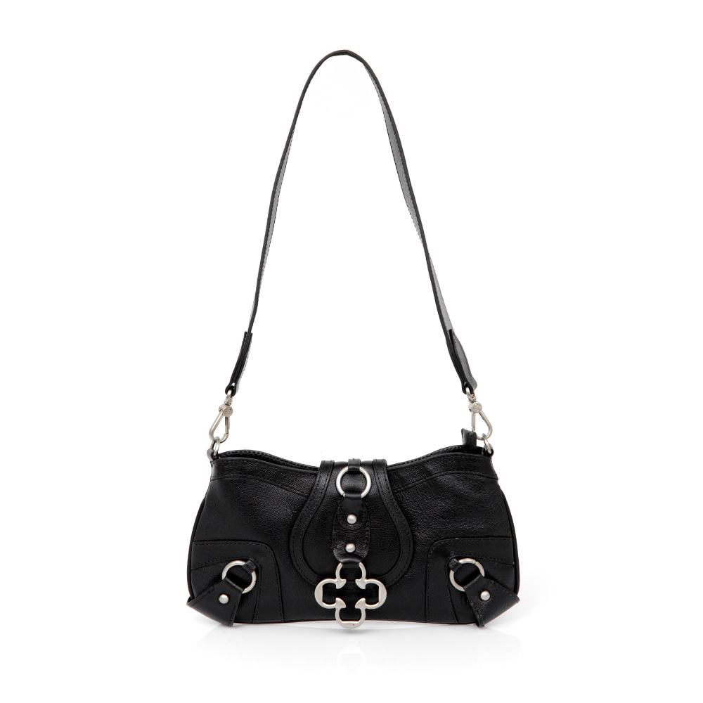 BOLSA BAGUETE PRETA DE COURO image number 0