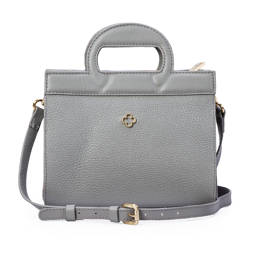 BOLSA PEQUENA TIRACOLO CINZA CARBONO DE COURO TOTE image number 0