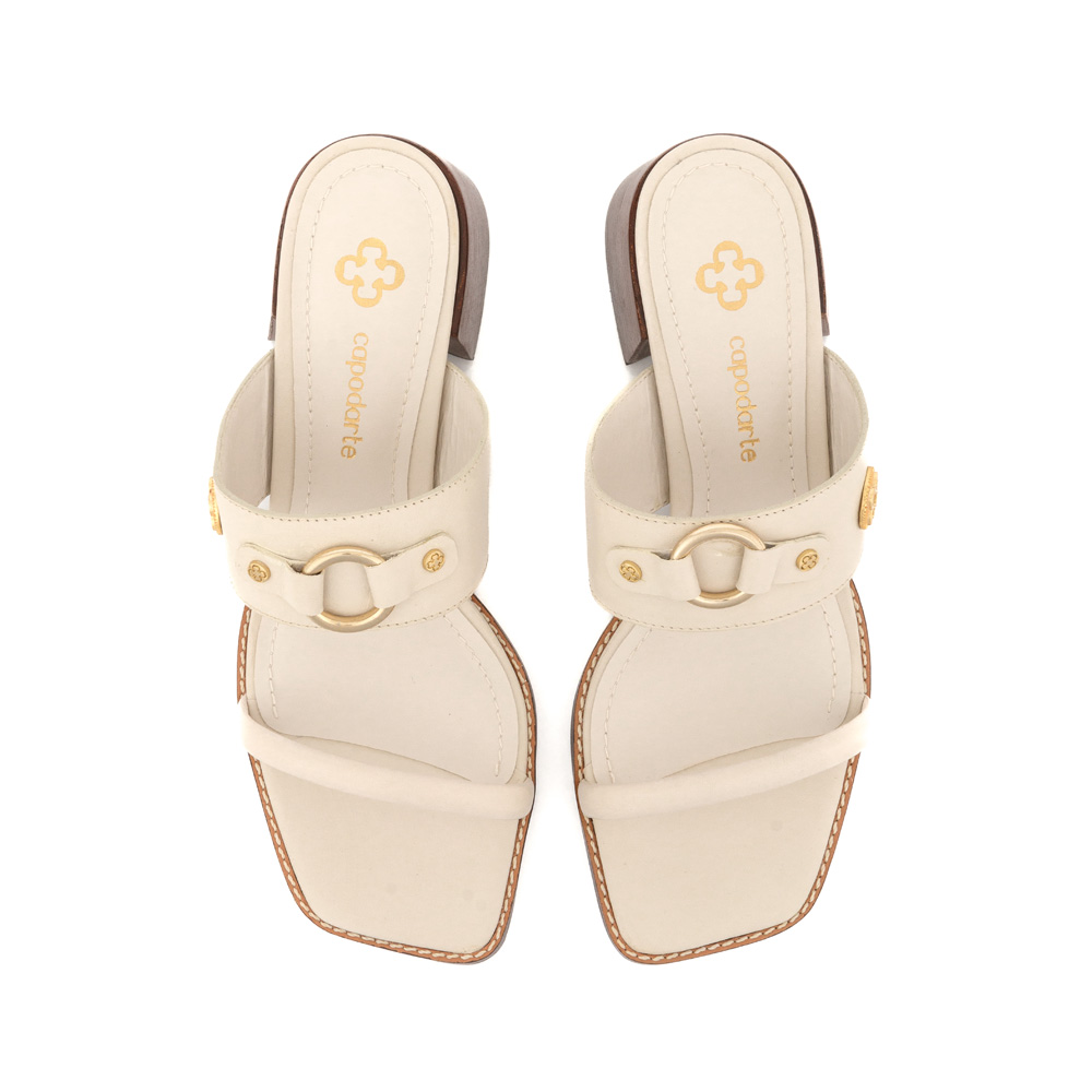 MULE BEGE DE COURO BICO QUADRADO image number 4