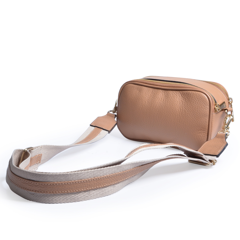 BOLSA TIRACOLO COURO BEGE NATURALE image number 2