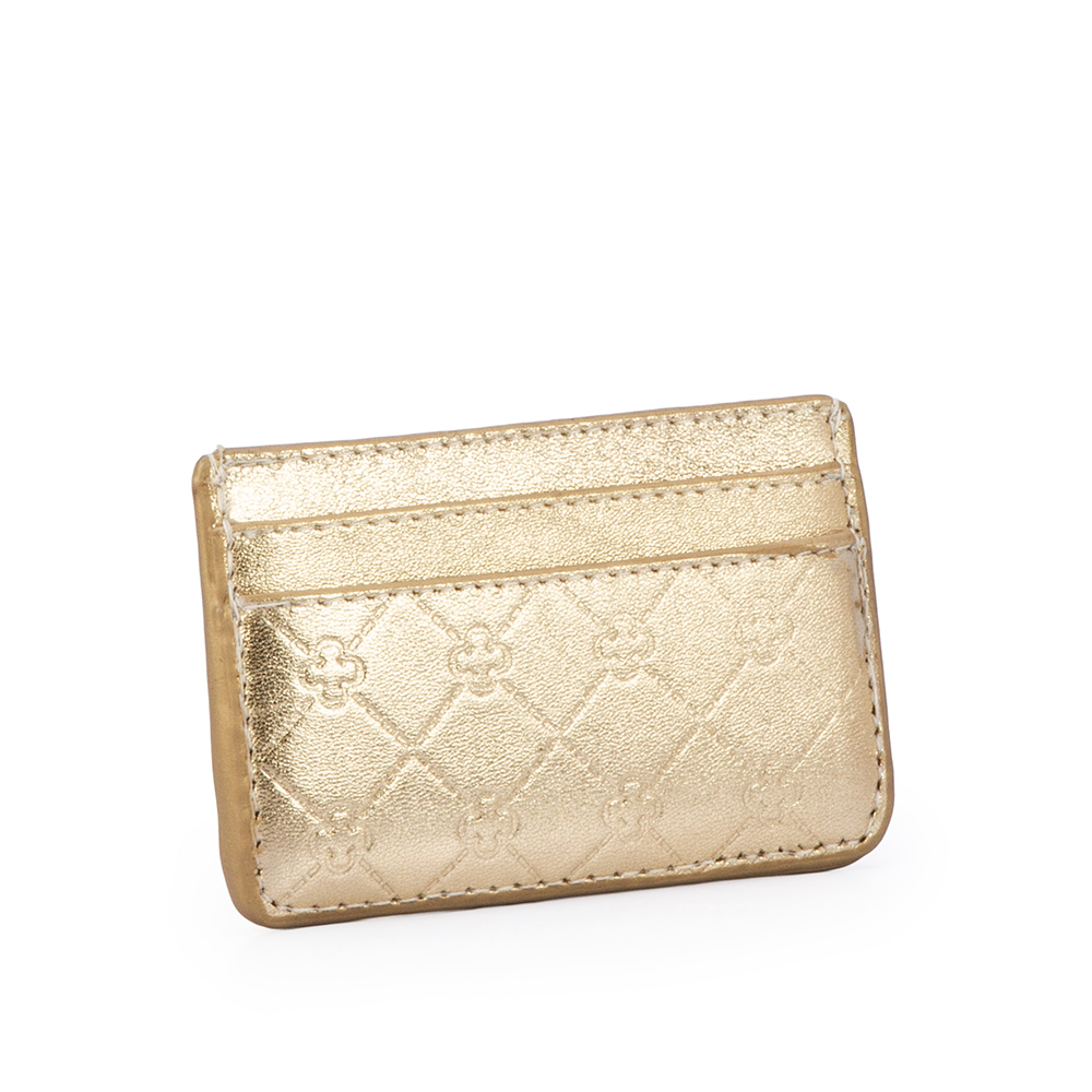 PORTA CART&Atilde;O DE COURO DOURADO MONOGRAMA image number 1