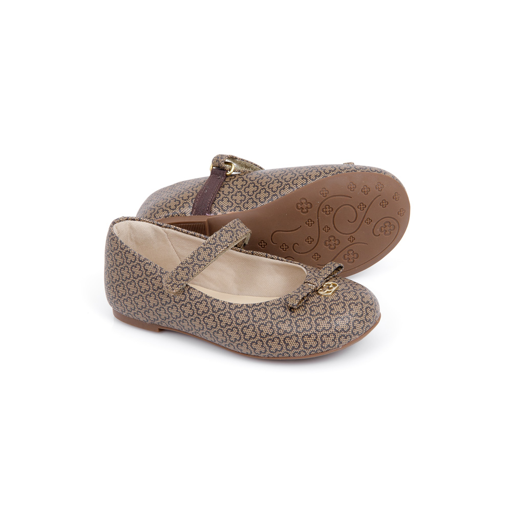 SAPATILHA BEBÊ BEGE MONOGRAMA COM VELCRO image number 3