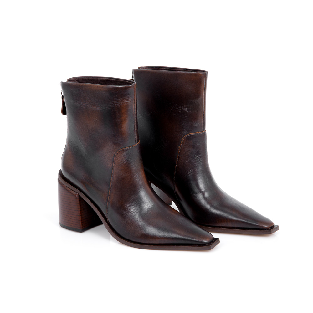 BOTA CANO M&Eacute;DIO MARROM DE COURO image number 2