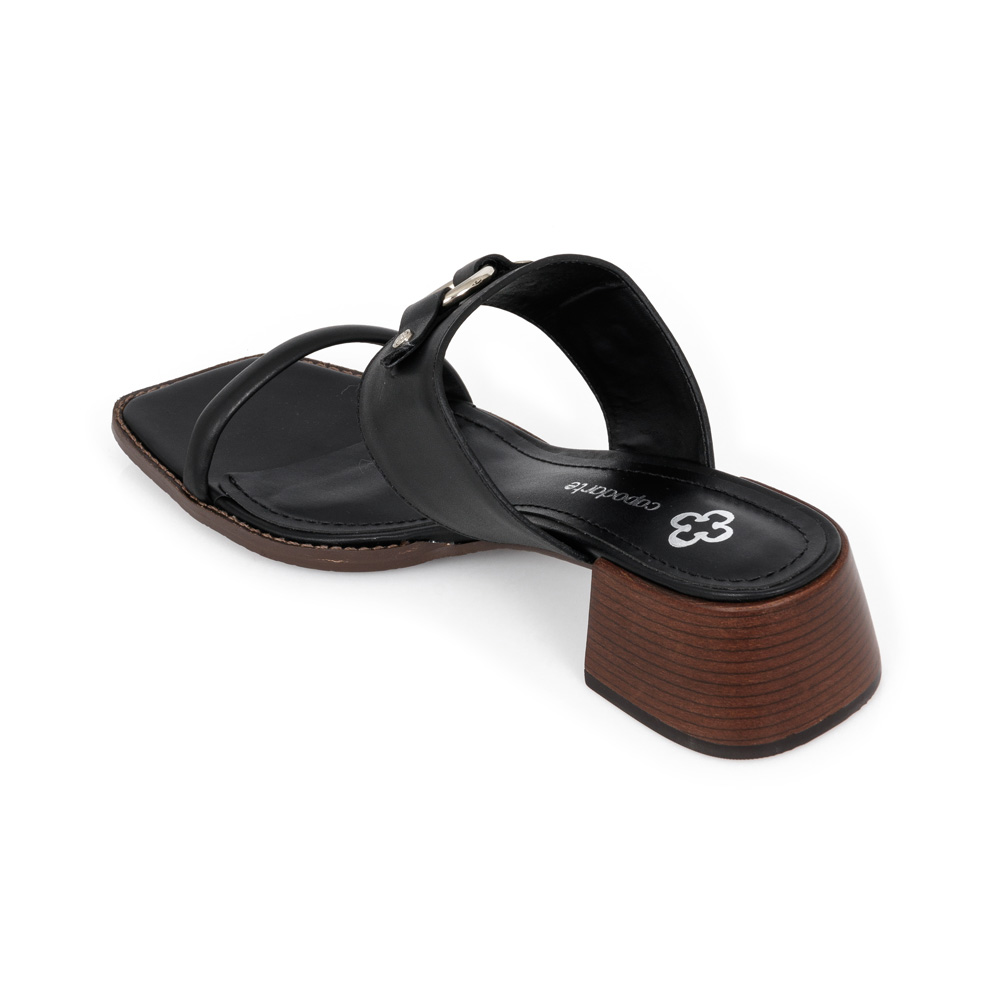 MULE PRETA DE COURO BICO QUADRADO image number 2