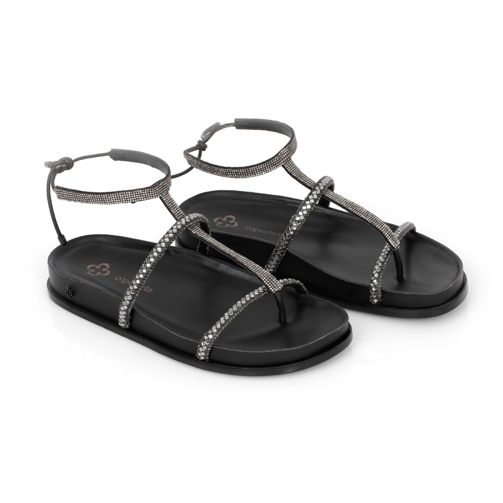 SAND&Aacute;LIA PAPETE PRETA PEDRARIAS AMARRA&Ccedil;&Atilde;O image number 1