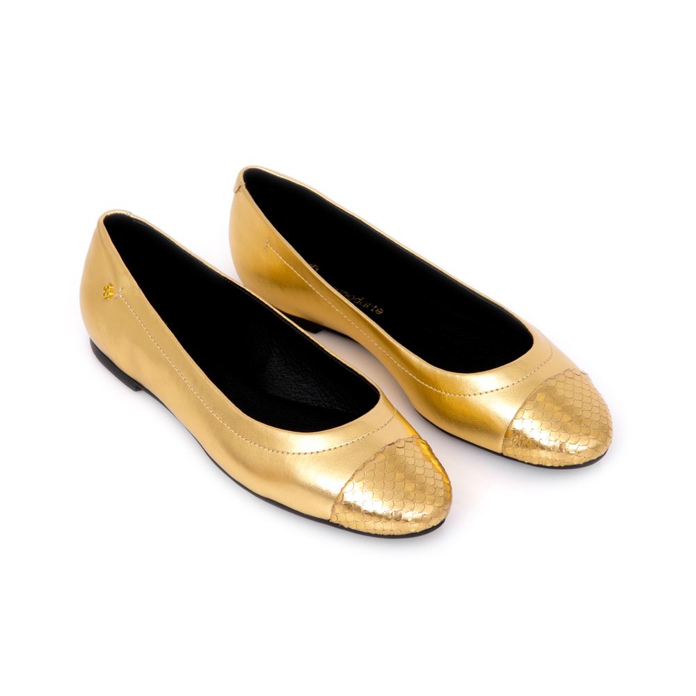 SAPATILHA DOURADA BICO REDONDO PITONE image number 1