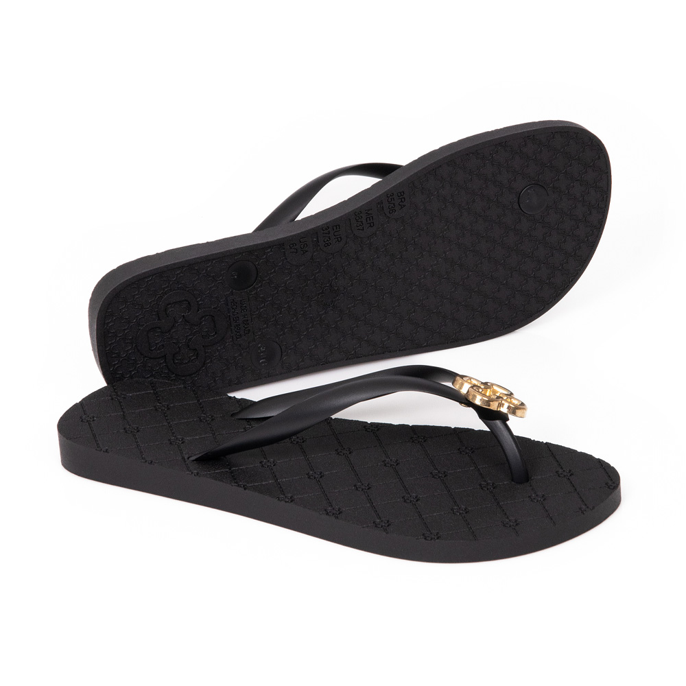 CHINELO DE DEDO MONOGRAMA PRETO LOGO DOURADO image number 3
