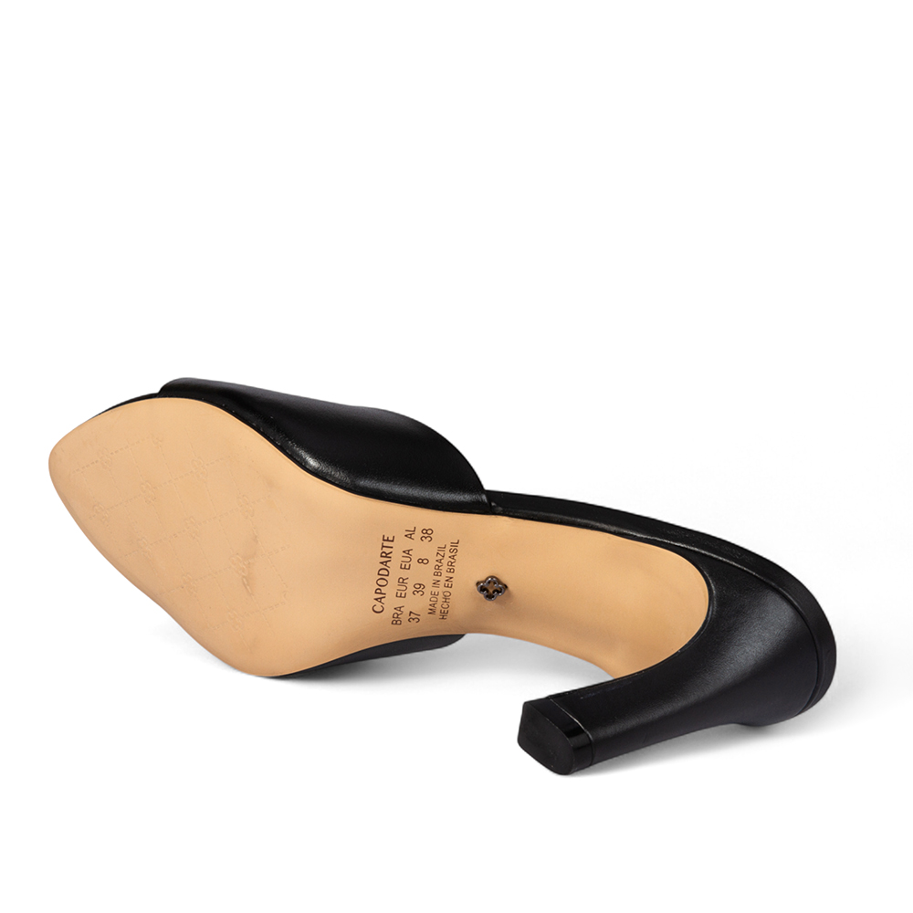 MULE SALTO M&Eacute;DIO PRETA DE COURO image number 3