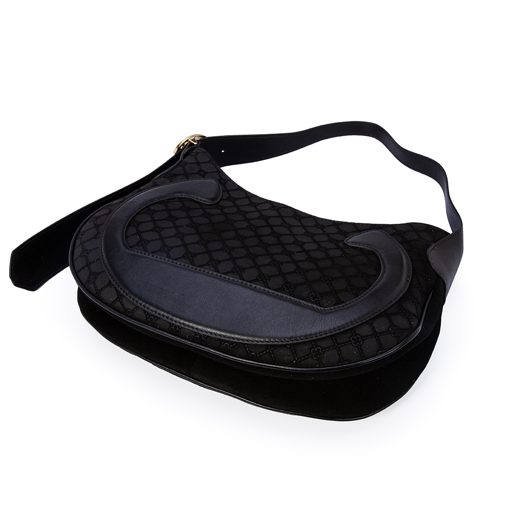 BOLSA M&Eacute;DIA PRETA DE COURO HOBO image number 3