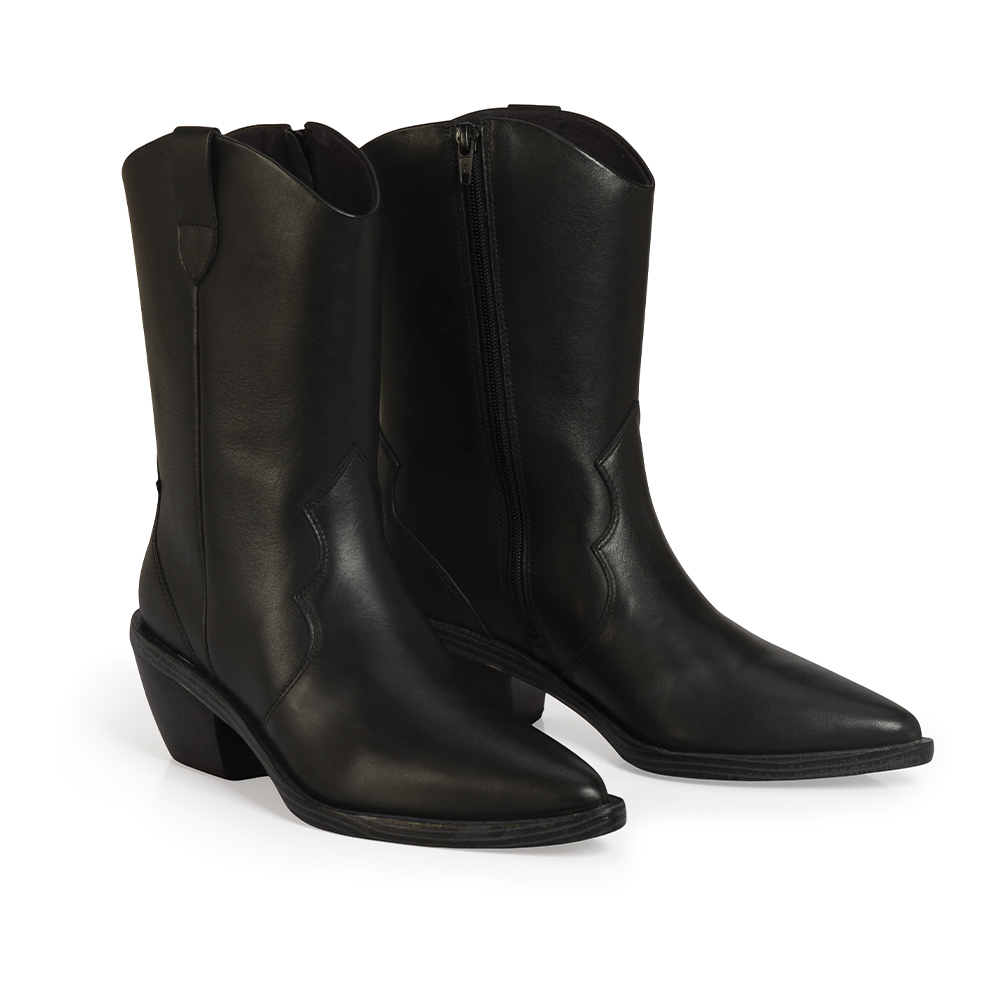 BOTA CANO M&Eacute;DIO PRETO DE COURO image number 1