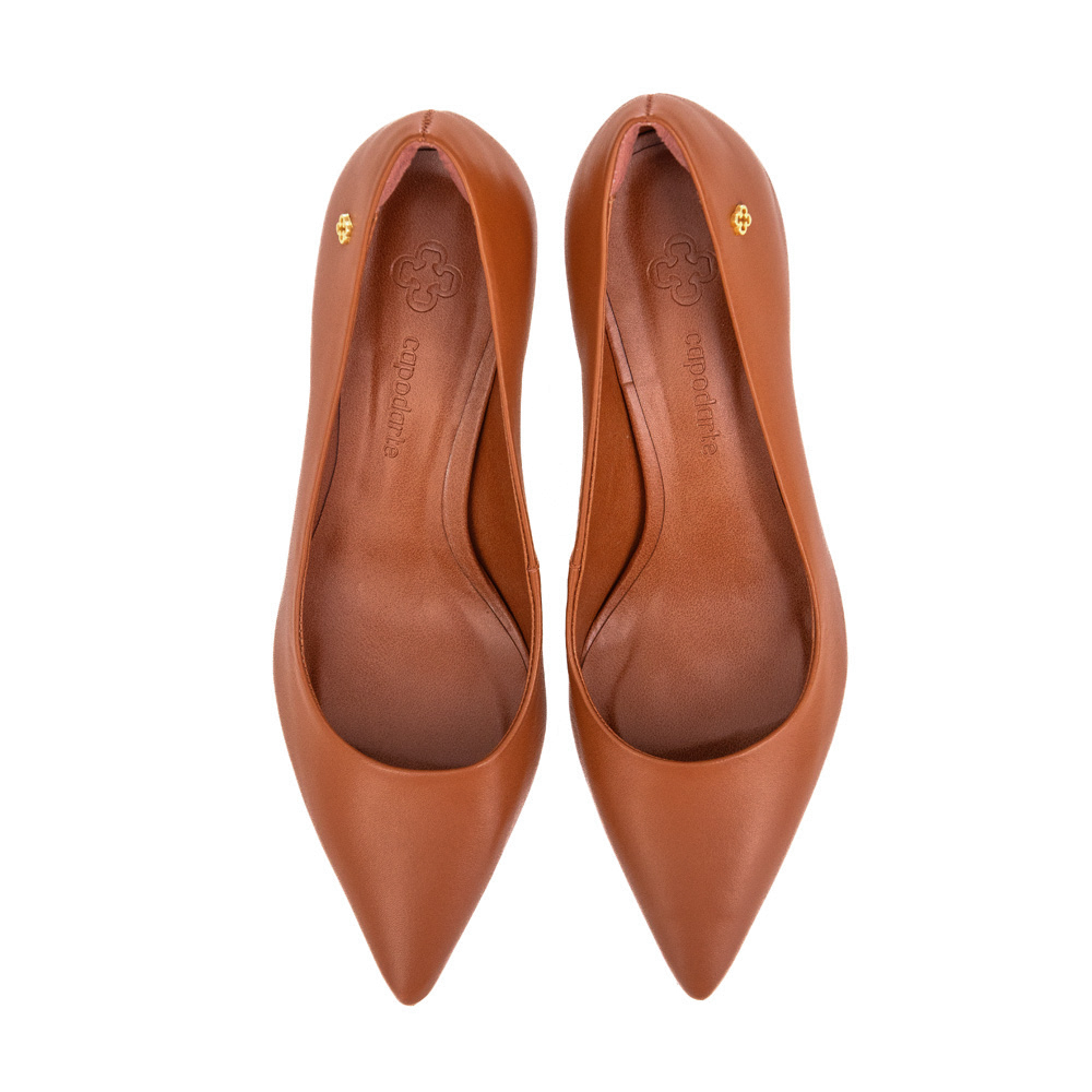 SCARPIN CARAMELO CAMEL SALTO FINO DE COURO image number 4