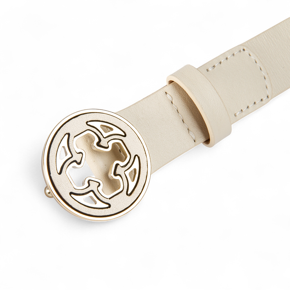 CINTO FEMININO BEGE VANILLA DE COURO FIVELA REDONDA image number 3