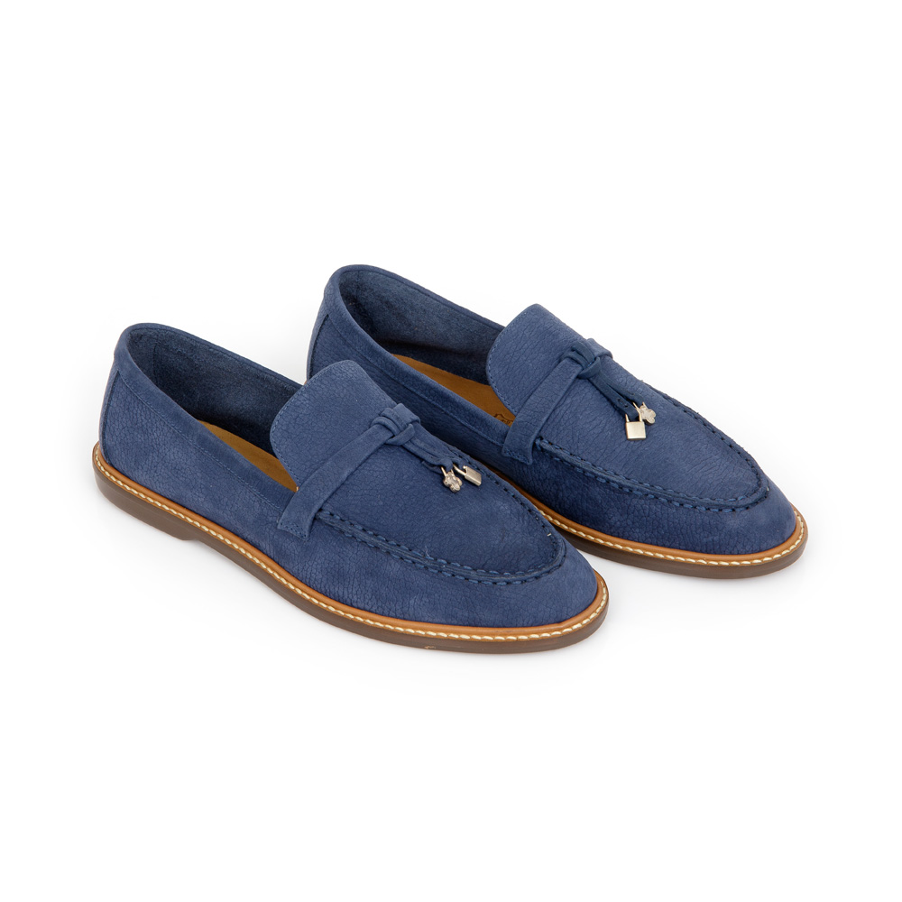 LOAFER MOCASSIM COURO NOBUCK AZUL MARINHO image number 1