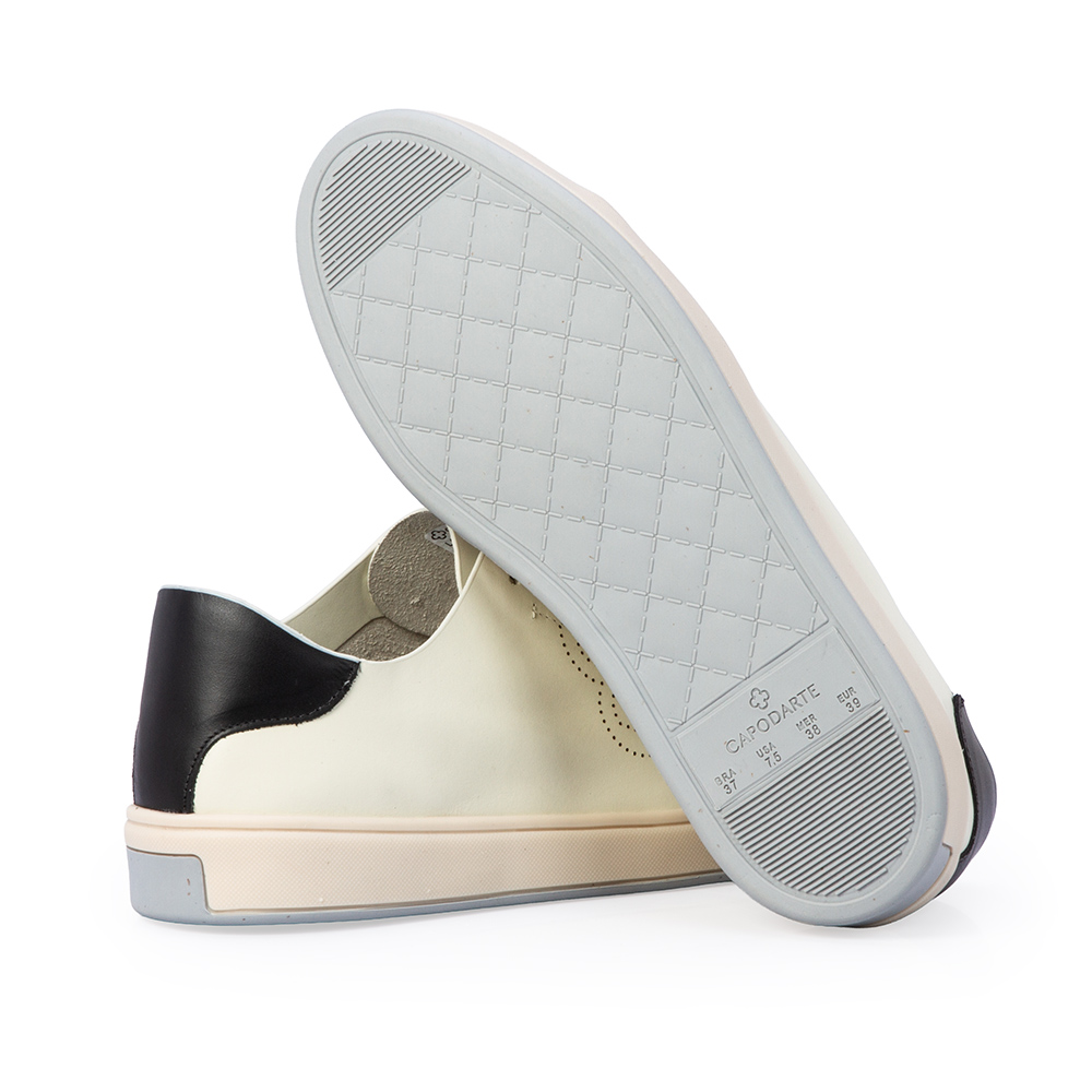 T&Ecirc;NIS CASUAL BEGE DUNA E PRETO DE COURO AMARRA&Ccedil;&Atilde;O FEMININO image number 3