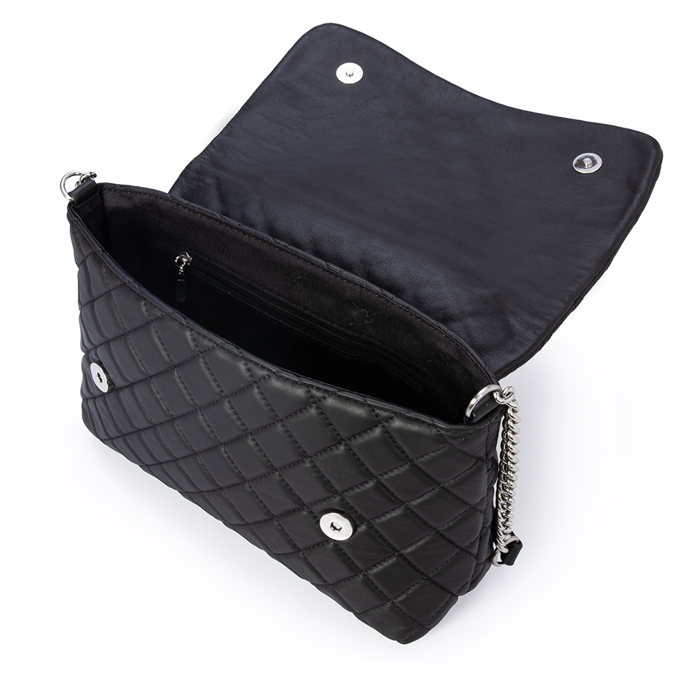 BOLSA PRETA DE COURO MATELASS&Ecirc; SHOULDER BAG image number 4