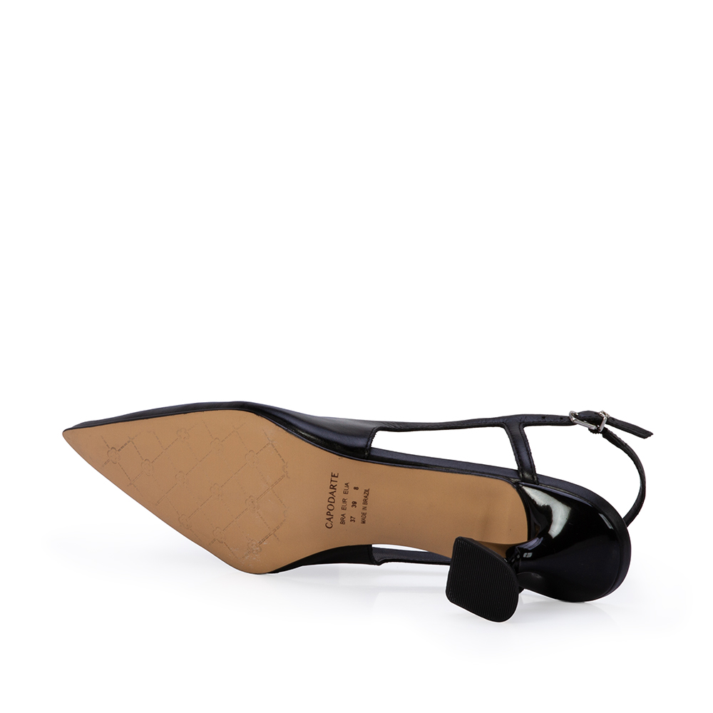 SCARPIN SLINGBACK PRETO DE COURO image number 3
