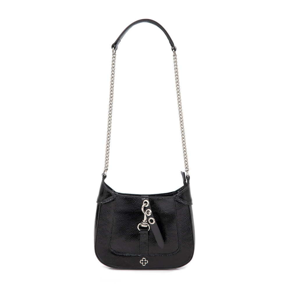 BOLSA TRANSVERSAL AL&Ccedil;A CORRENTE PRETA COURO image number 0