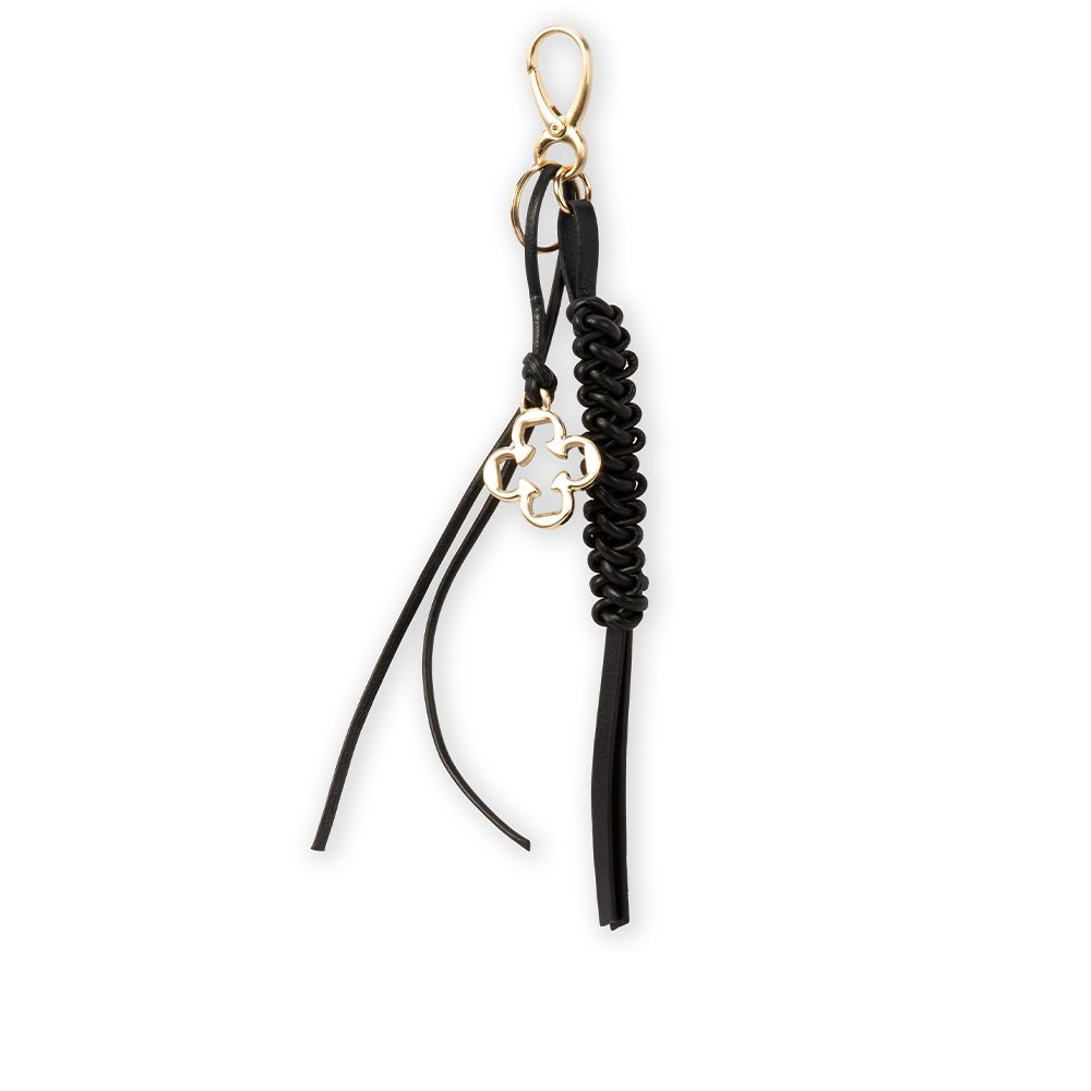 CHAVEIRO BOLSA COURO PRETO COM MOSQUET&Atilde;O BAG CHARM image number 1