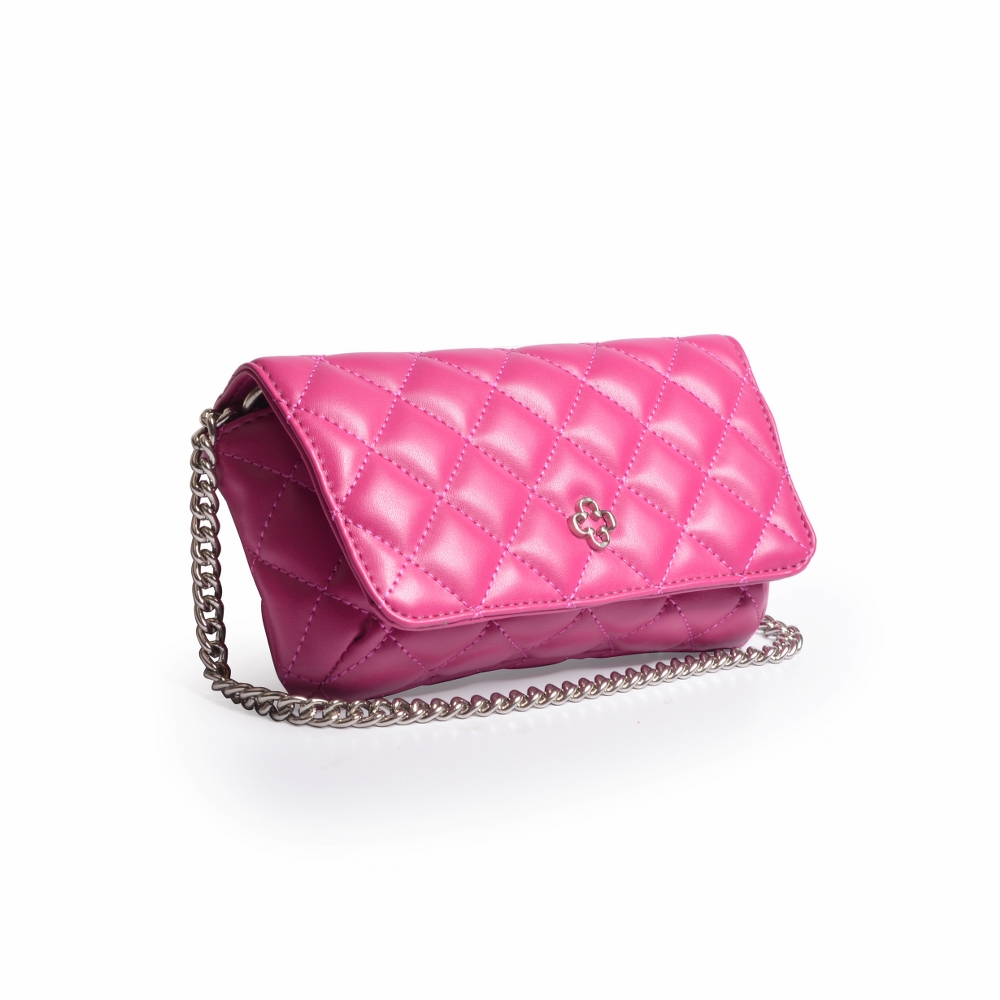 BOLSA PEQUENA ROSA MATELASSÊ ALÇA CORRENTE image number 1