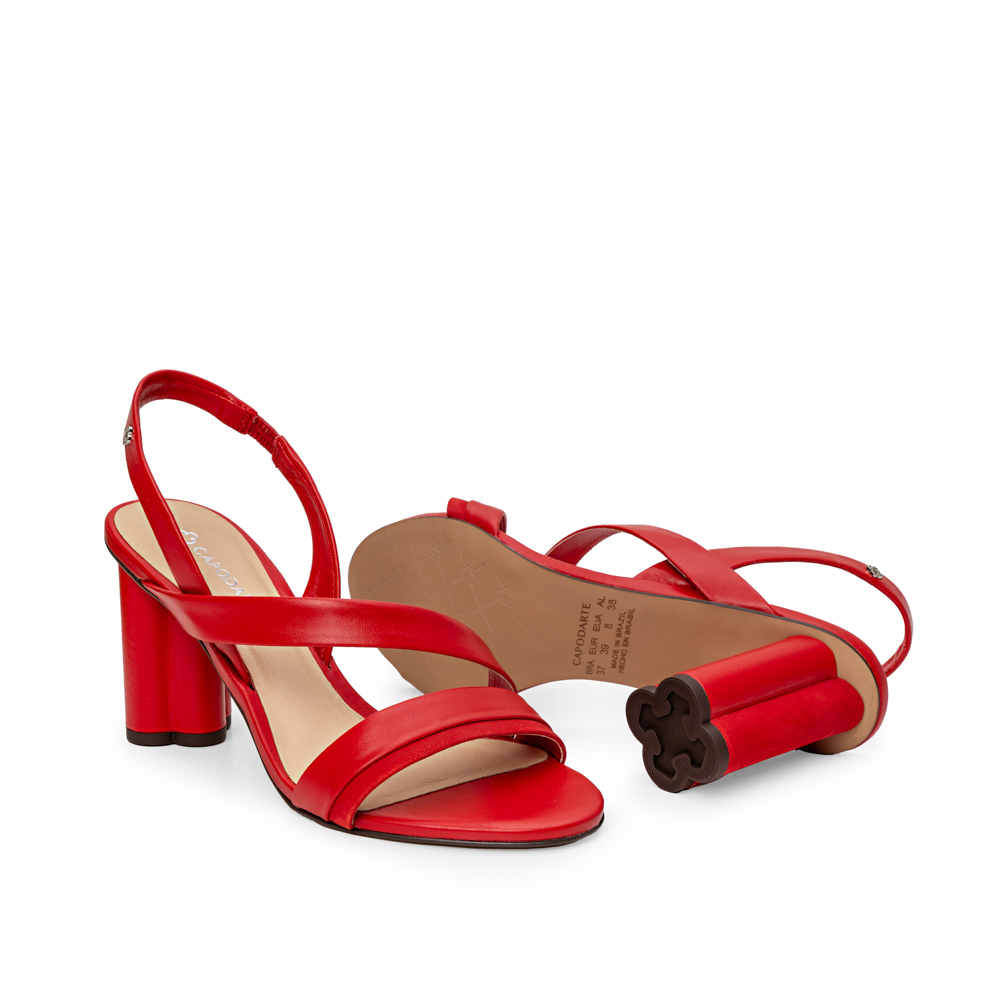 SAND&Aacute;LIA SALTO GROSSO VERMELHA RUBI DE COURO NOBUCK image number 3