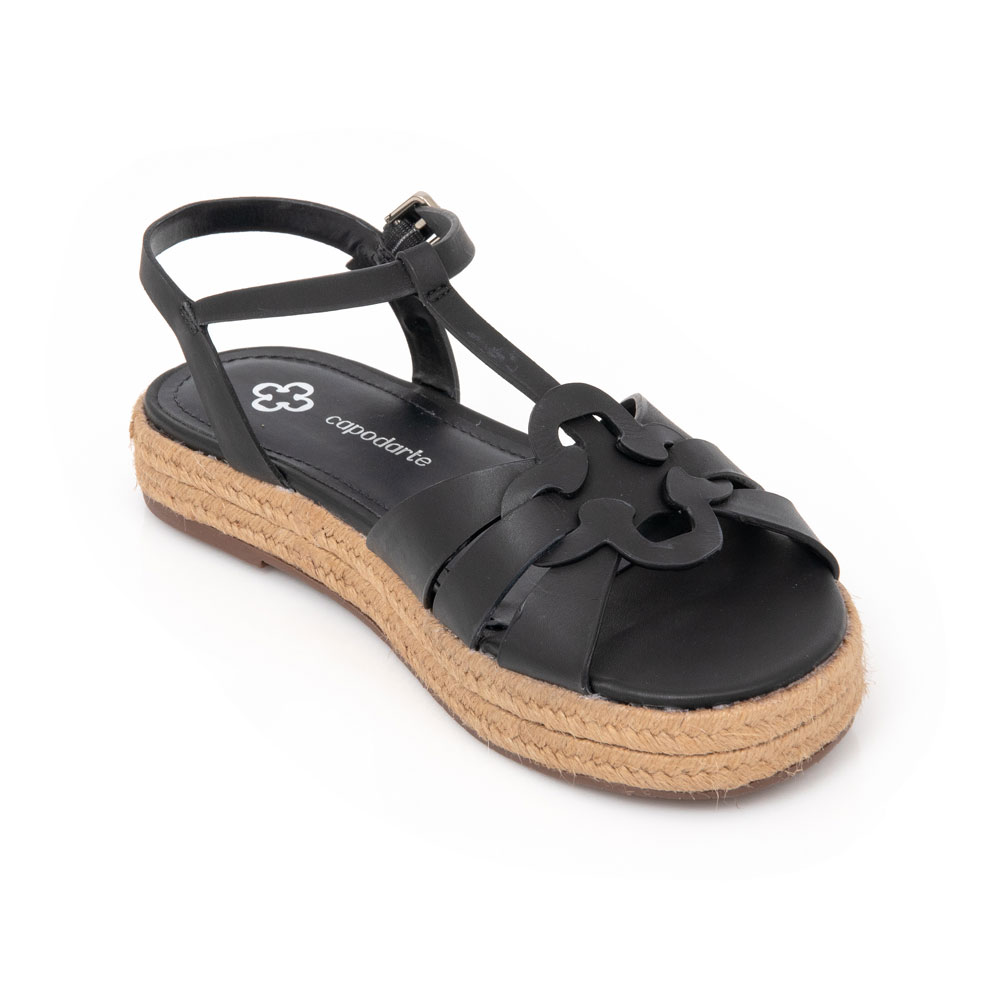 SAND&Aacute;LIA SALTO PLATAFORMA PRETA DE COURO image number 3