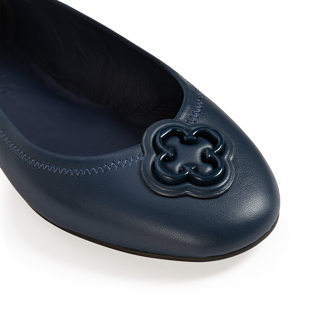 SAPATILHA BICO REDONDO DE COURO MARINHO AZZURRO image number 3