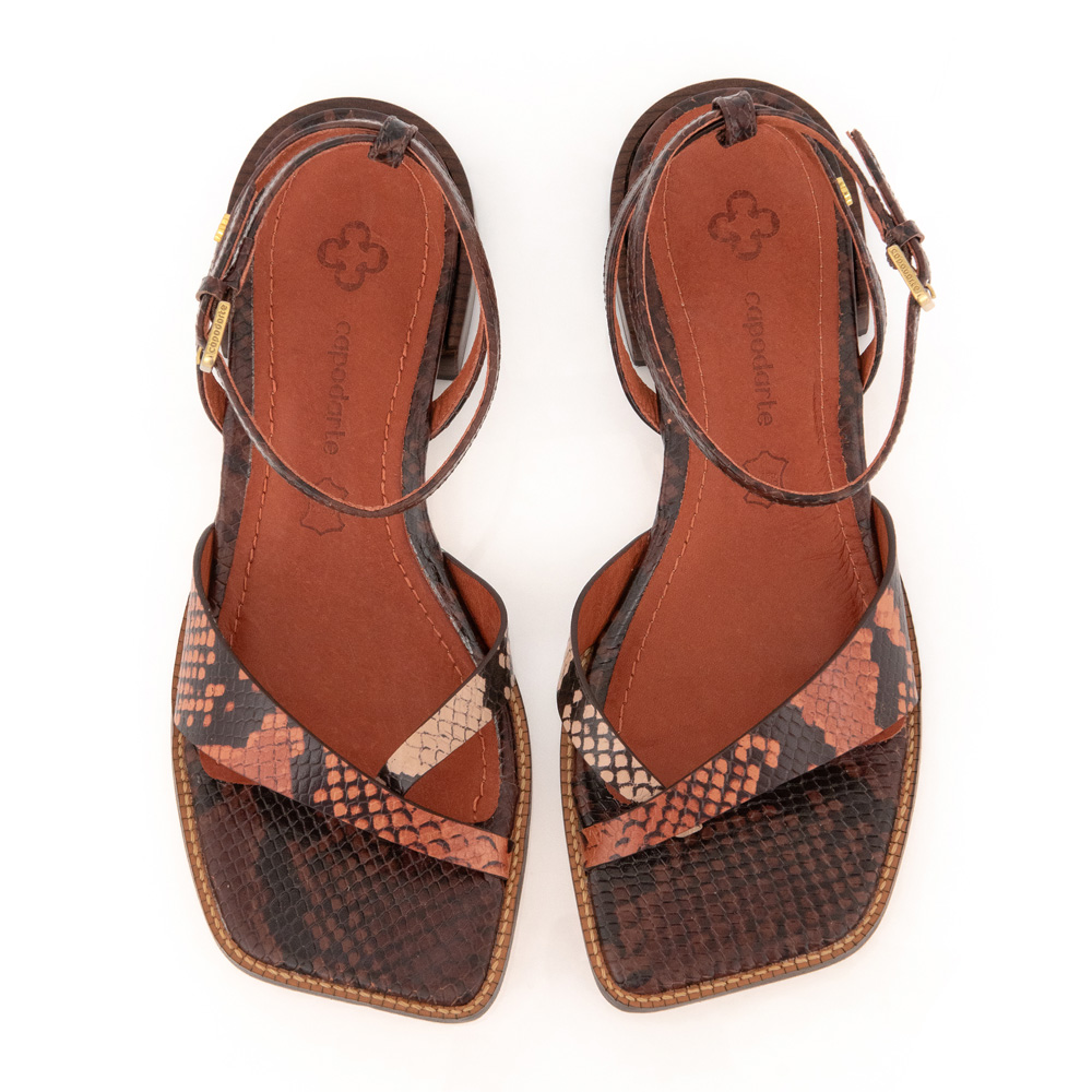 SAND&Aacute;LIA CARAMELO SALTO BAIXO COURO PITONE image number 4