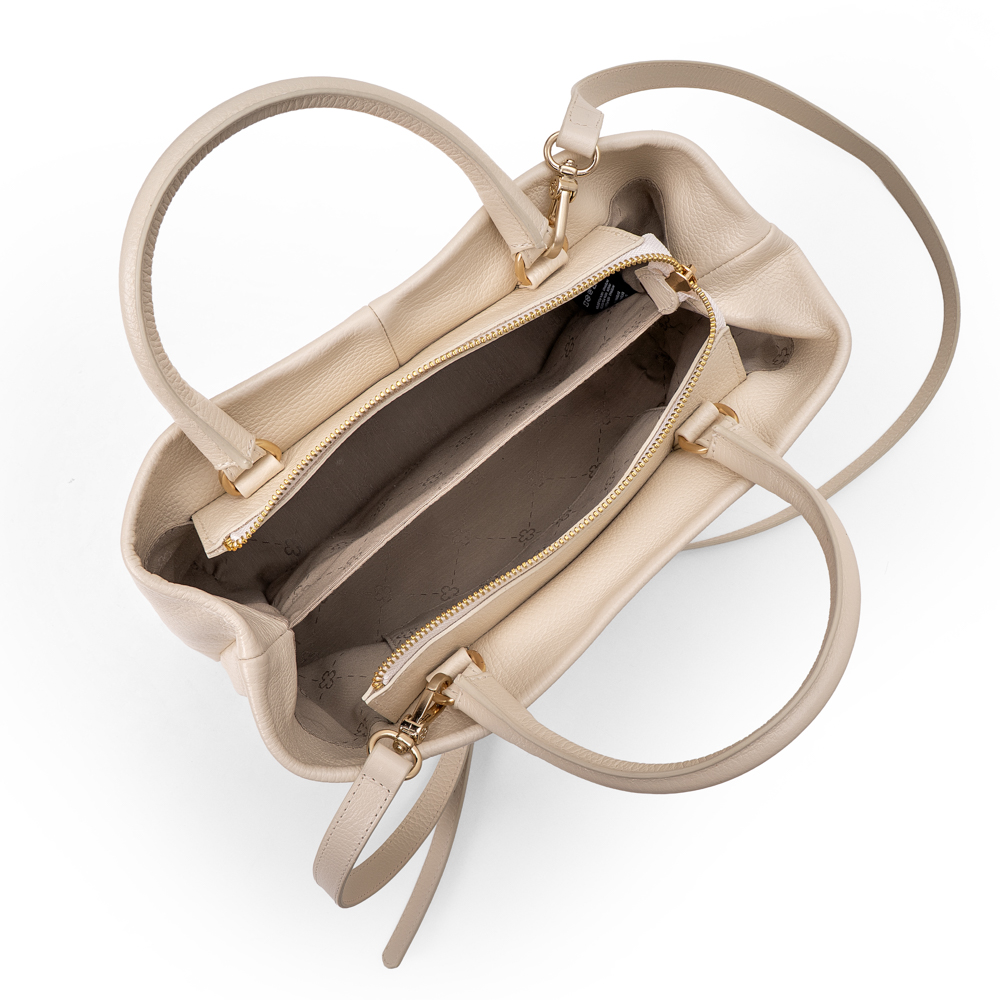BOLSA TIRACOLO TOTE BEGE VANILLA DE COURO image number 4