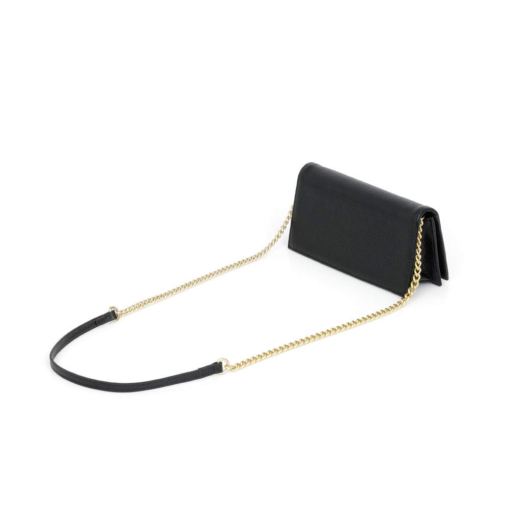 BOLSA PEQUENA PRETA DE COURO COM ALÇA CORRENTE SHOULDER BAG image number 2