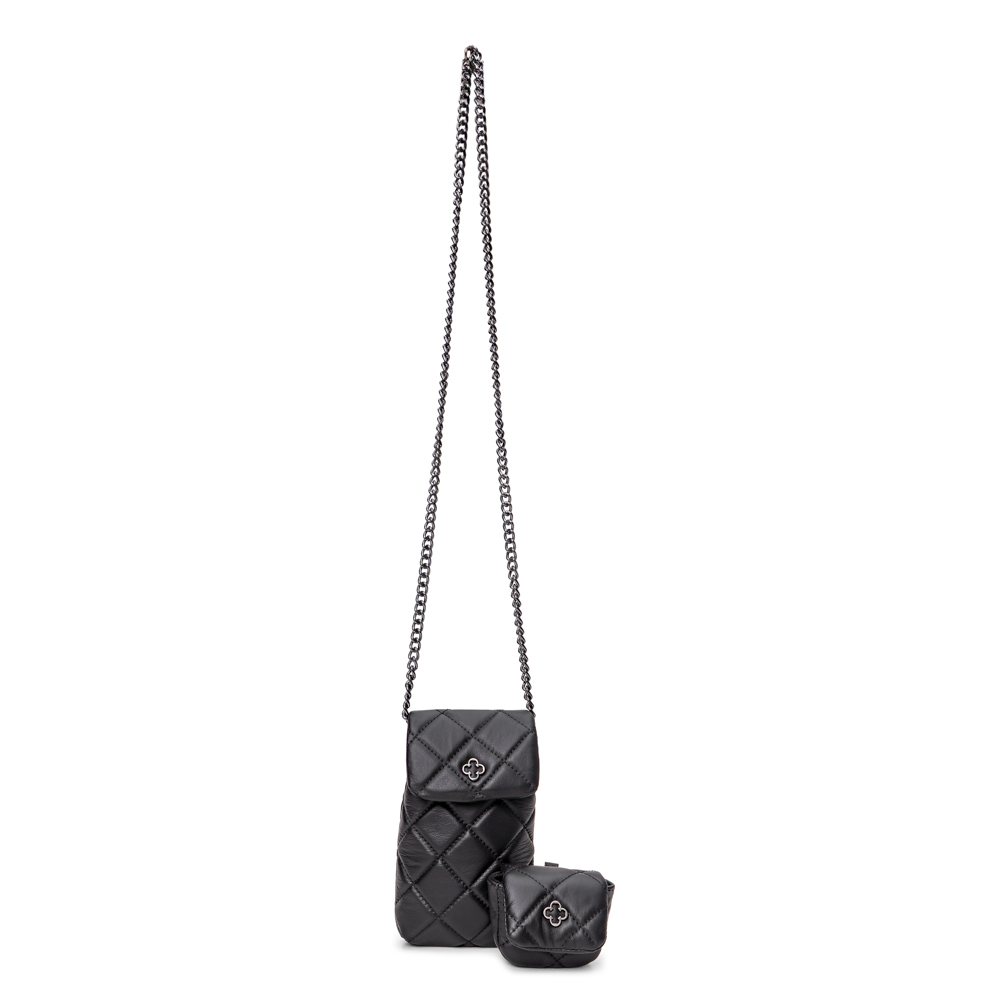 BOLSA PARA CELULAR PRETA DE COURO + PORTA FONES image number 3