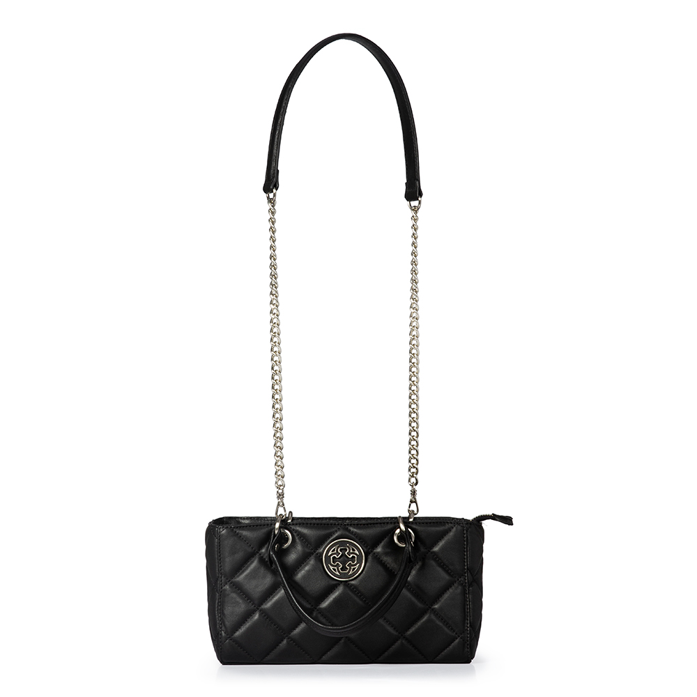 BOLSA TOTE PRETA DE COURO MATELASSÊ image number 1