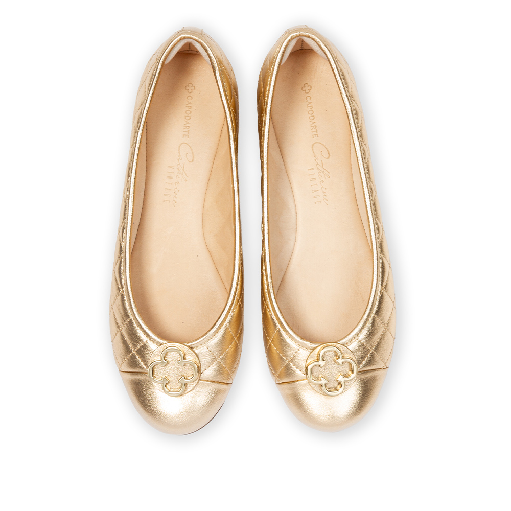SAPATILHA DOURADA COURO BICO REDONDO CATHERINE image number 4