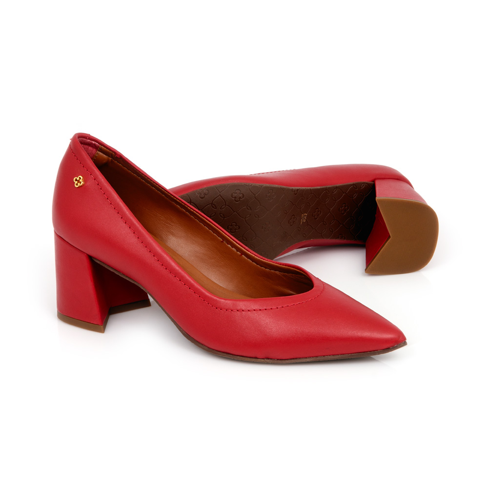 SCARPIN SALTO MÉDIO COURO VERMELHO MERLOT image number 3